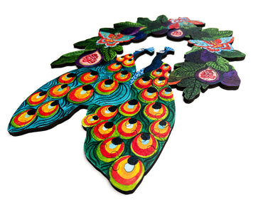 Peacock Reverie Wood Jigsaw Puzzle - Puzzle Lab